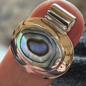 Sterling Silver Abalone Shell Pendant - Iridescent Blue-Green